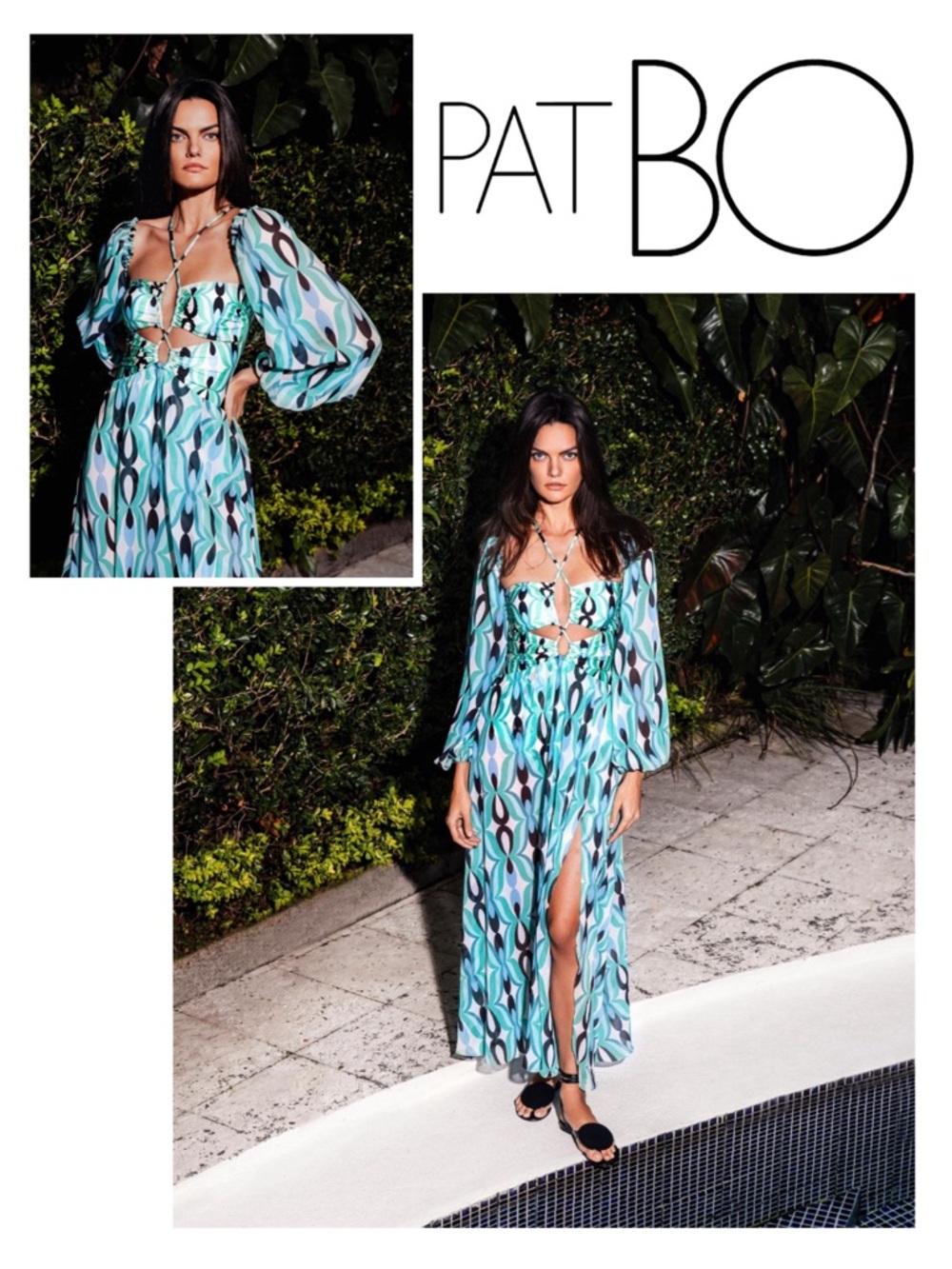 PatBO Twist Lace-Up Maxi Dress